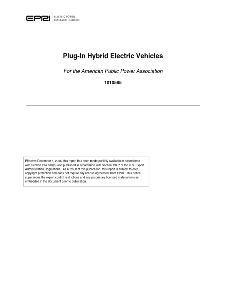 Plug - in Hybrid Electric Vehicles | PDF | Plug In Hybrid | Hybrid ...