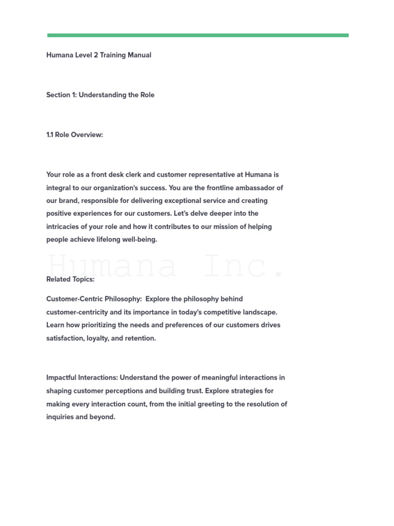 Humana Front Desk Training Manual | PDF | Conflict Resolution | Negotiation