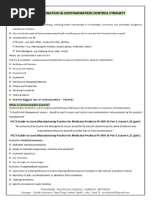 Contamination Control Strategy 