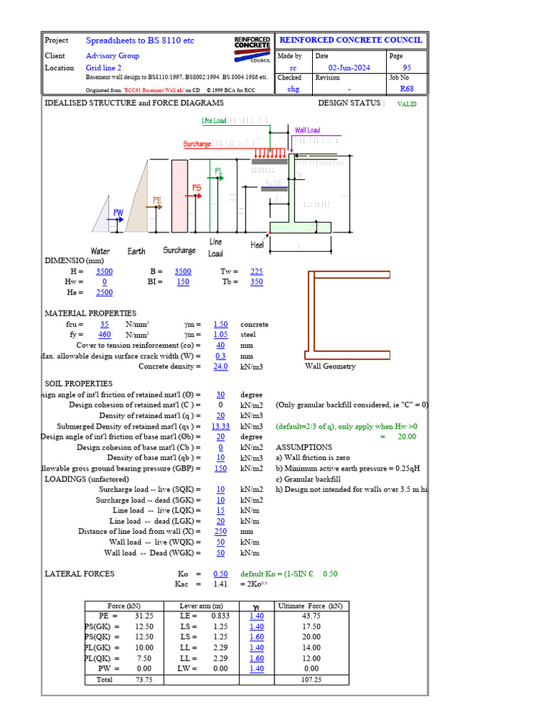 Basement Wall Design to BS8110 Standards | PDF | Structural Engineering ...
