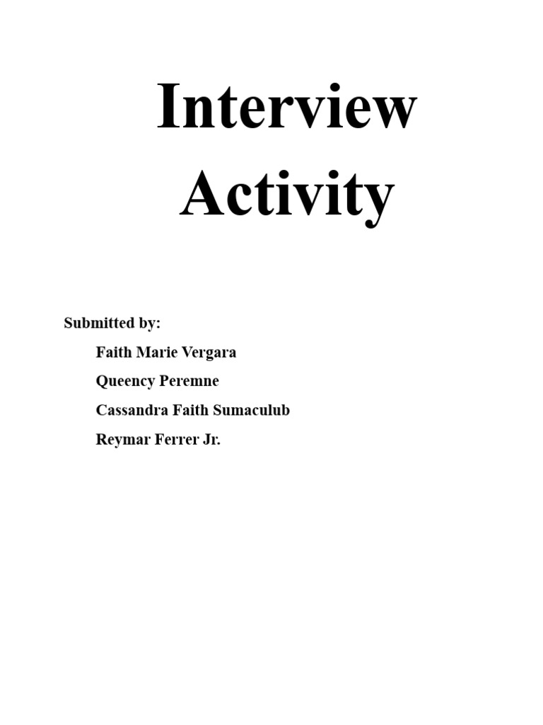Interview Activity (TVL - RAMSAY) | PDF | Veneration Of The Dead ...