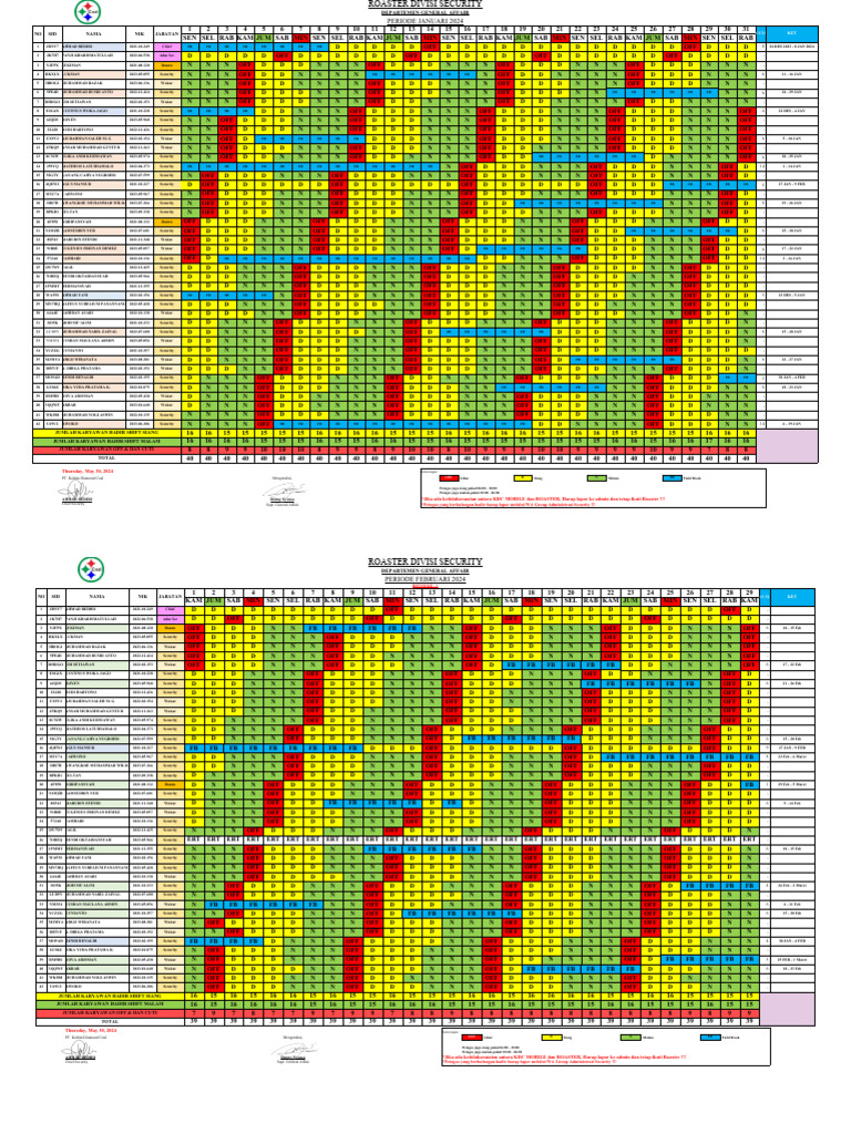Security Shift Schedule Jan-Feb | PDF