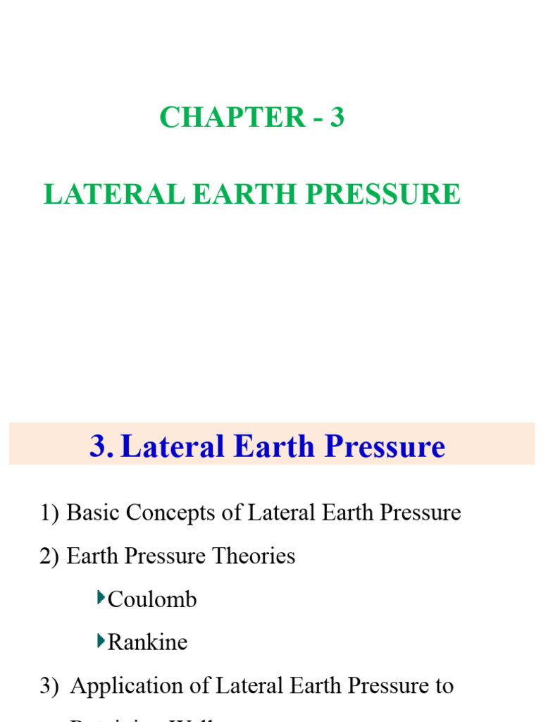 Lateral Earth Pressure in Retaining Walls | PDF | Soil | Geotechnical ...