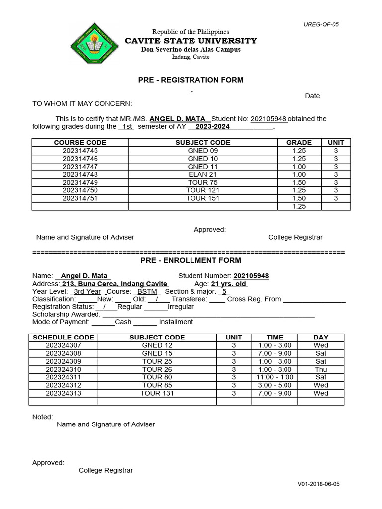 UREG Form | PDF