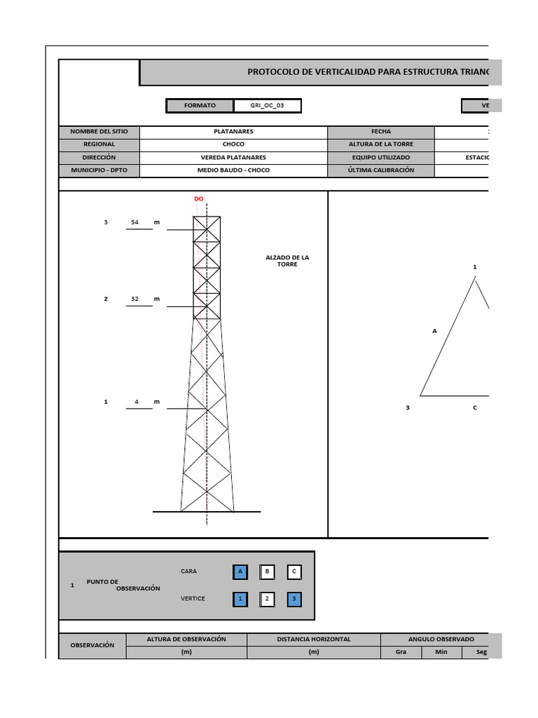 Protocolo de Verticalidad Torre 54m | PDF | Probabilidades y ...