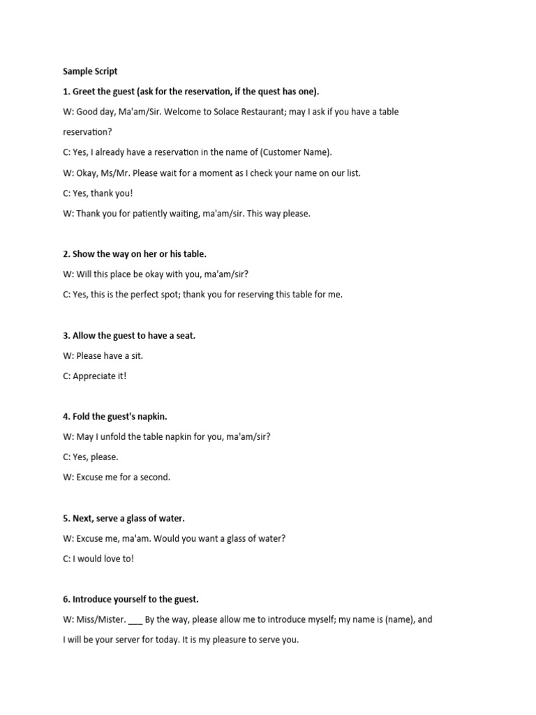Sample Script | Download Free PDF | Entrée | Cooking