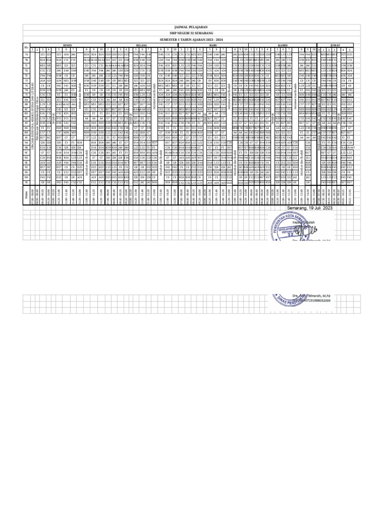 Jadwal Pelajaran Tahun Ajaran 2023-2024 | PDF