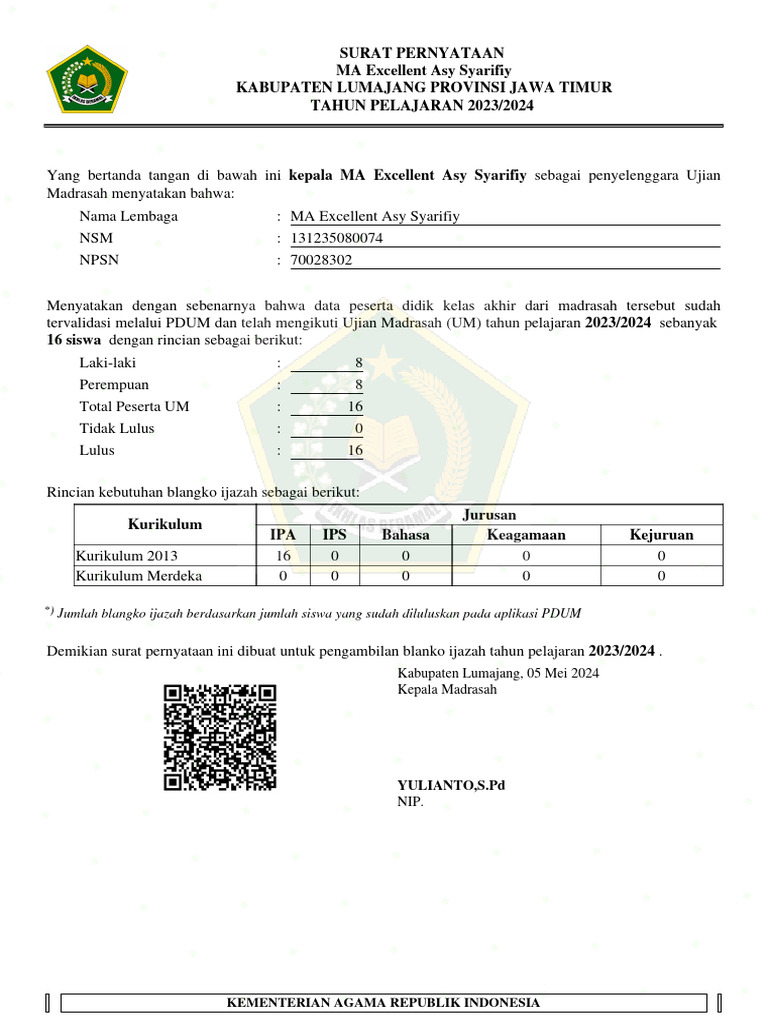 Surat Pernyataan | PDF