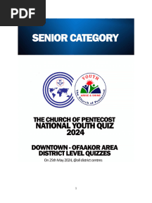 2024 National Youth Quiz. District Level - Senior Category - 063703