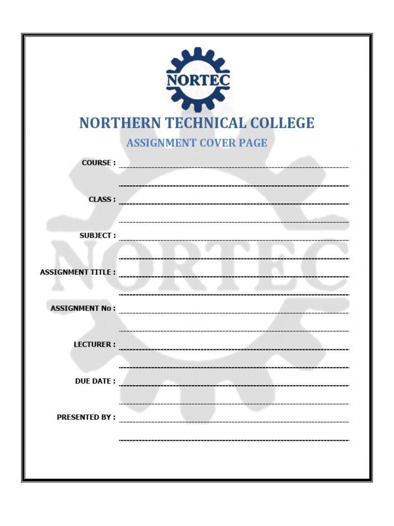 Nortec Assignment Cover Page Template | PDF