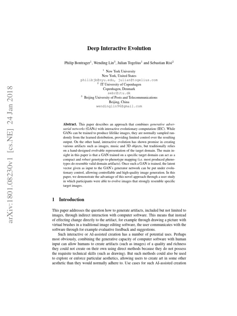 Deep Interactive Evolution with GANs | PDF | Applied Mathematics ...
