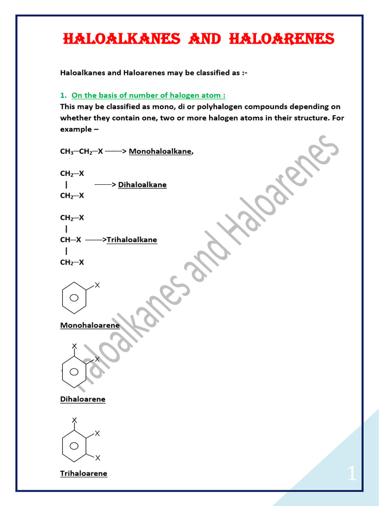 Haloalkanes and Haloarenes Final | PDF | Chemical Reactions | Molecules