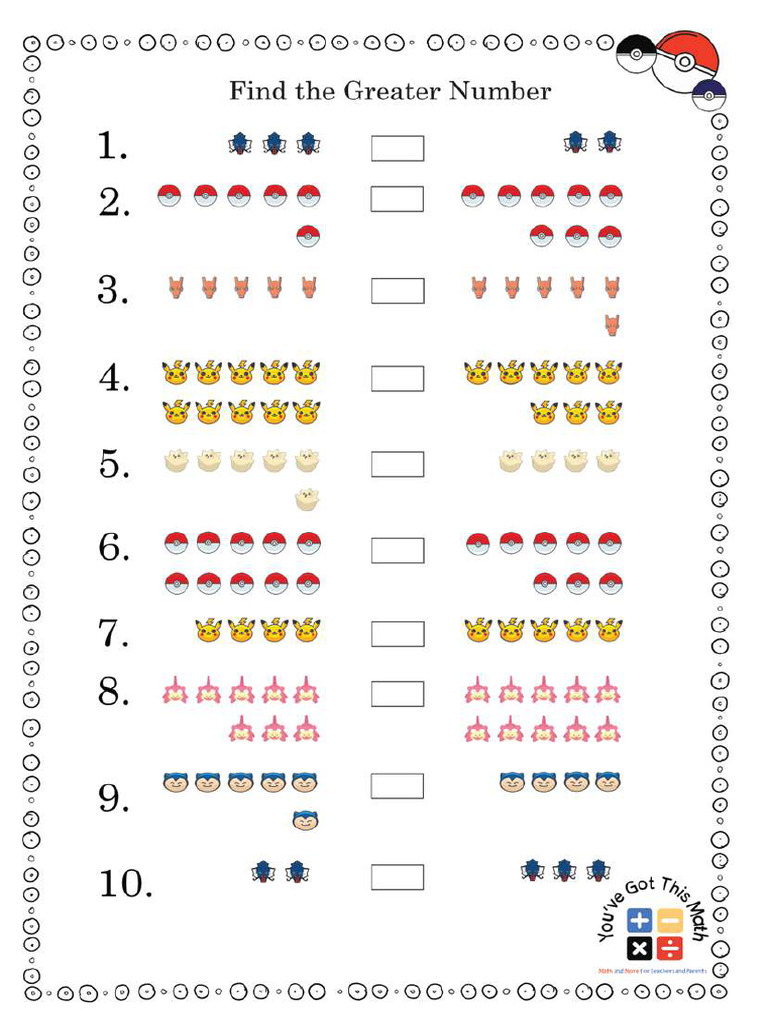 Pokemon Math Worksheet 2 | PDF