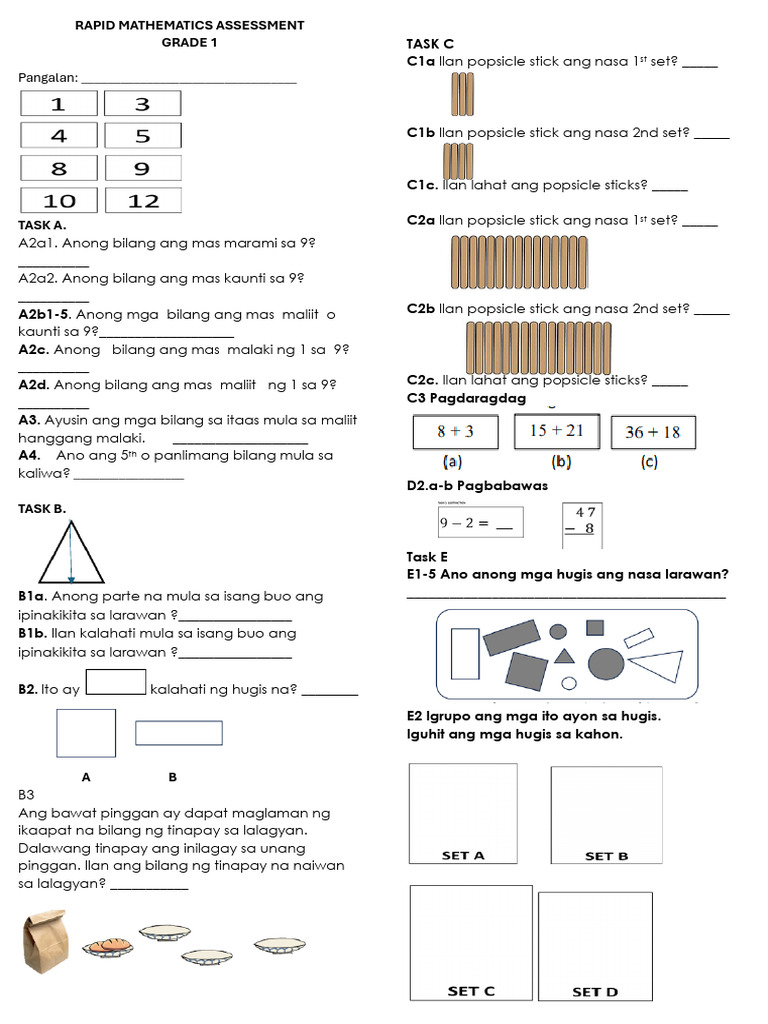 Rapid Mathematics Assessment | PDF