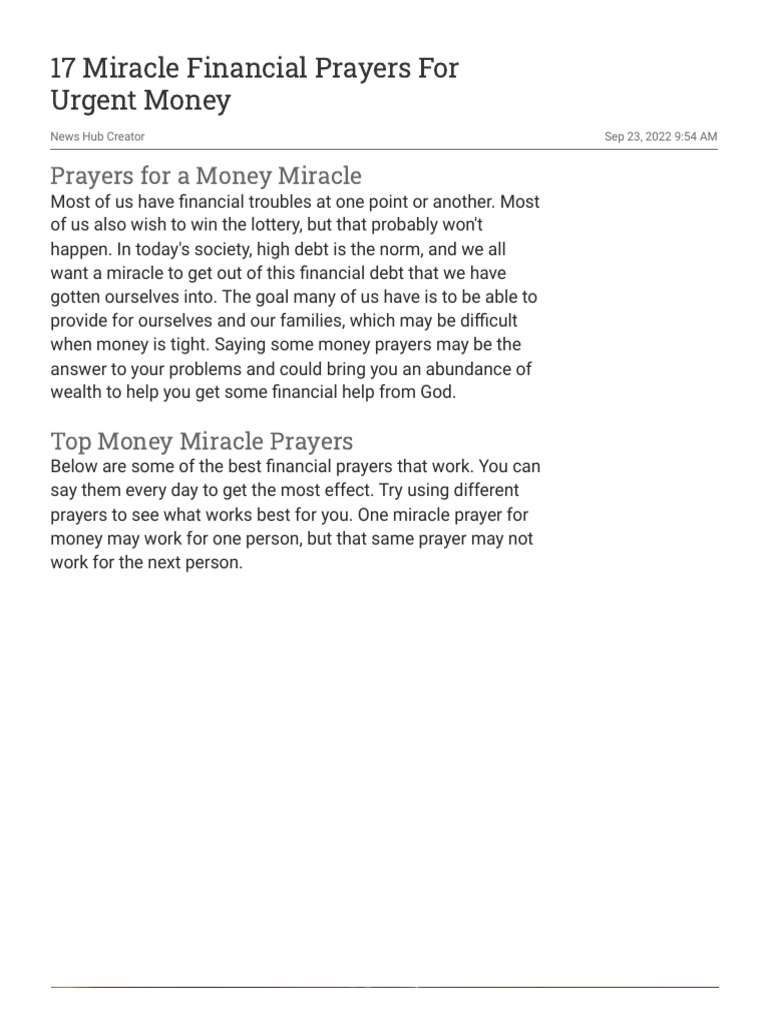 17 Miracle Prayers for Financial Help | PDF | Angel | Prayer