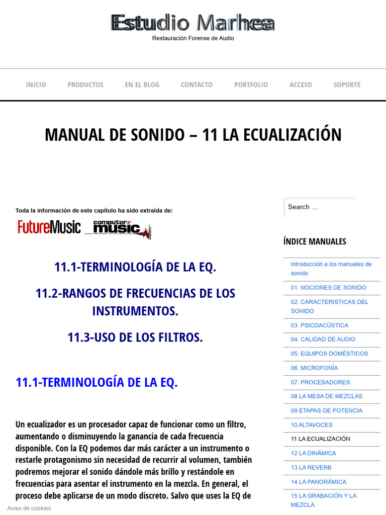MANUAL DE SONIDO - 11 LA ECUALIZACIÓN - Estudio Marhea | PDF | Cookie ...