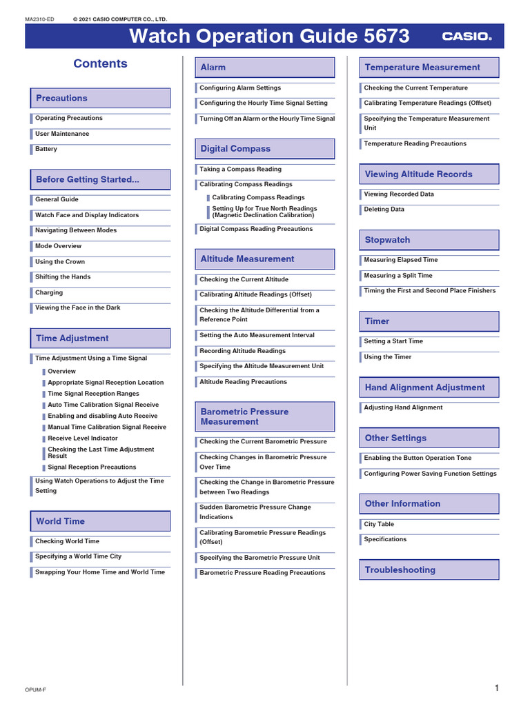 Casio PRW-61-1A User Manual | PDF | Compass | Watch