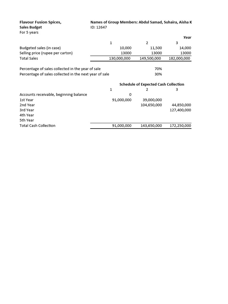 Flavour Fusion Spices Master Budget | PDF | Equity (Finance) | Balance ...
