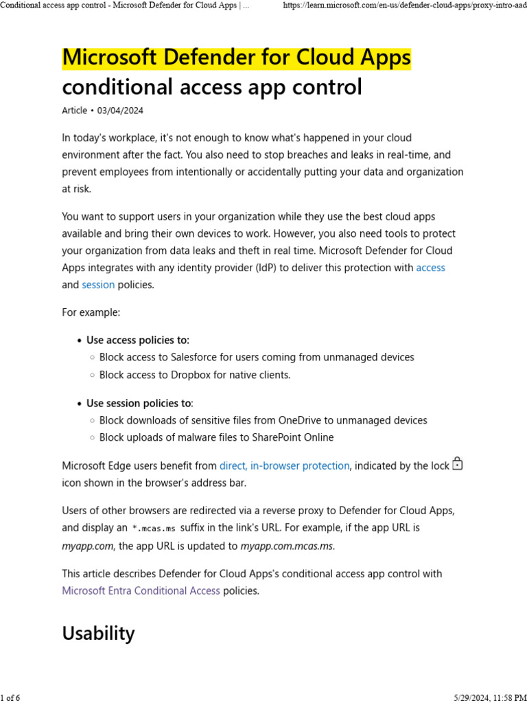 Conditional Access App Control - Microsoft Defender For Cloud Apps ...