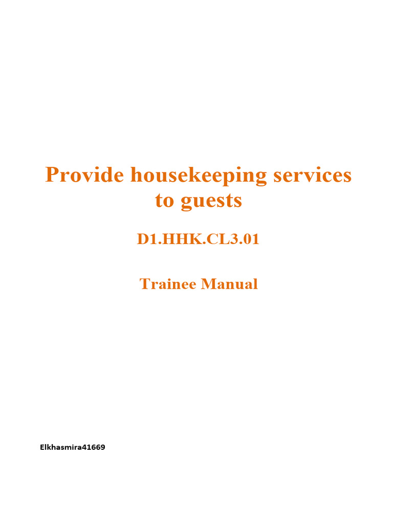215648556 Provide Housekeeping Services to Guests (1) | PDF | Housekeeping