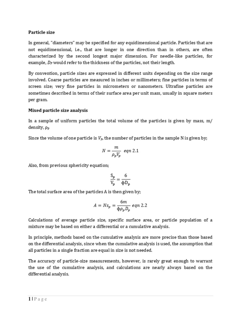 Particle Size Analysis and Size Reduction | PDF | Mean | Wear