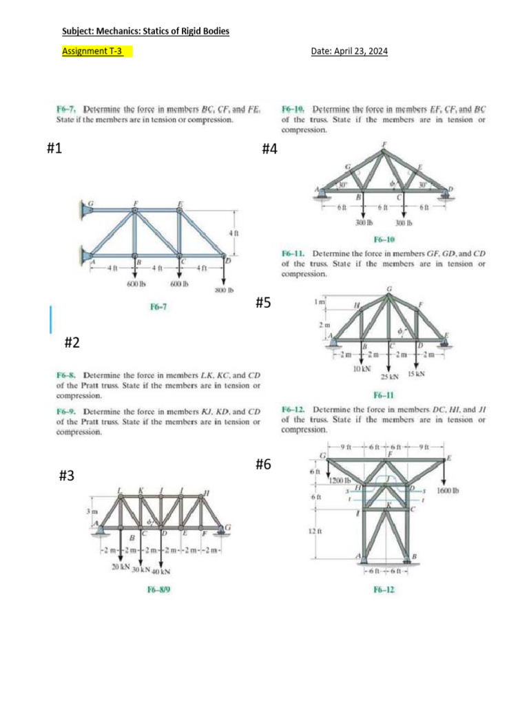 Assigment T 3 Method of Section With Answer Key | PDF