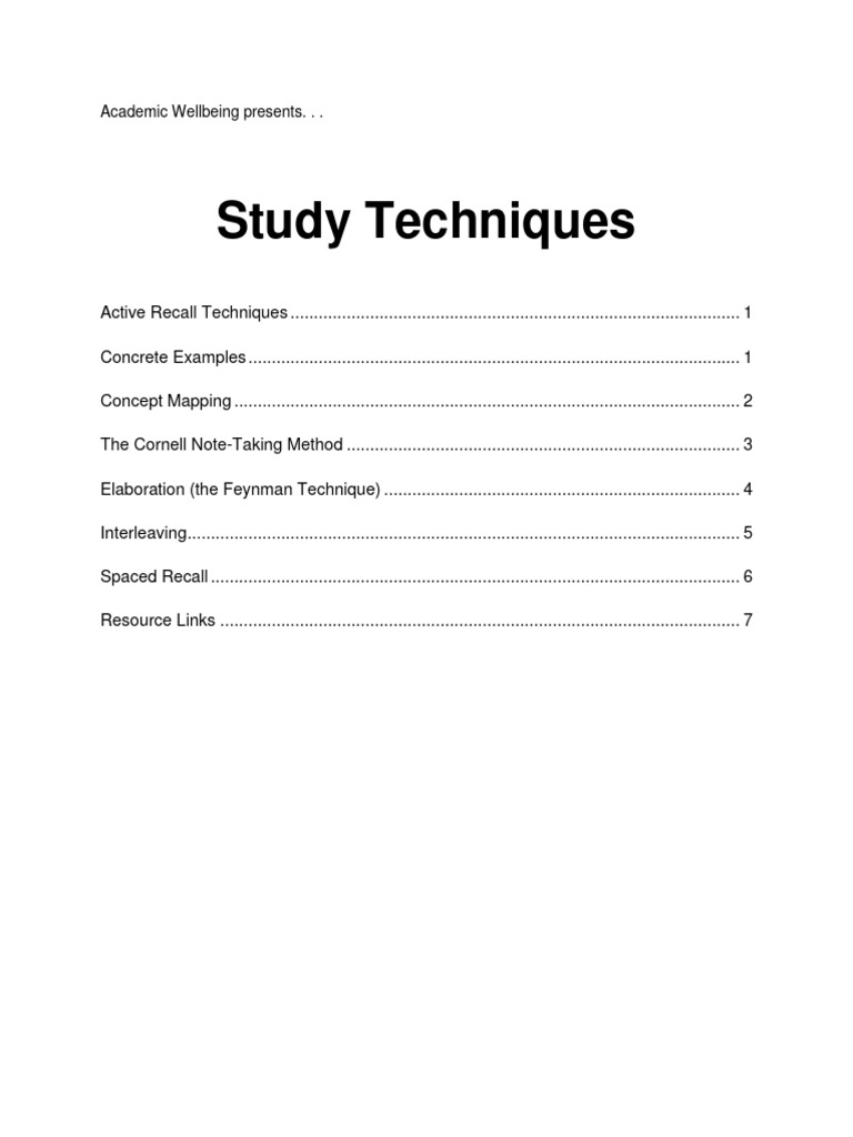Academic wellbeing study techniques with alt text download free pdf