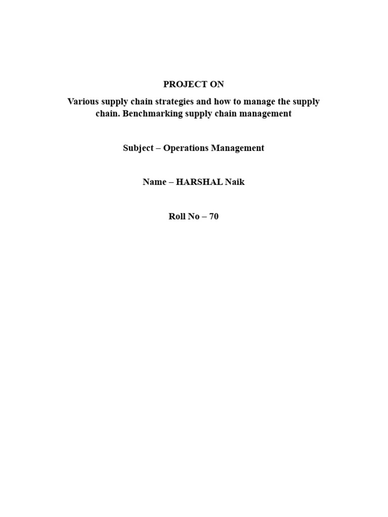 Various supply chain strategies and how to manage the supply chain