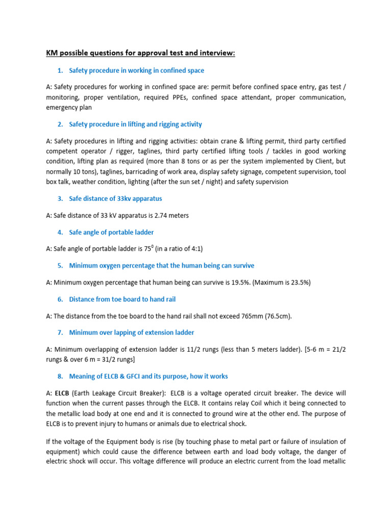 KM Possible Questions With Answers | PDF | Occupational Safety And ...