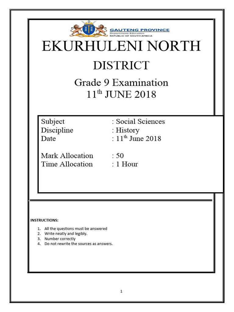 Grade 9 Social Sciences Exam Paper | PDF | Nazi Germany | Nazi War Crimes