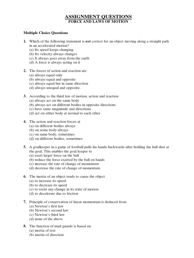 Force & Laws of Motion | PDF | Force | Newton's Laws Of Motion