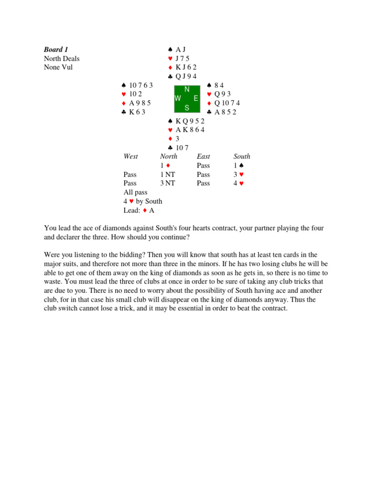 Effective Defense Strategies in Bridge | PDF | Tabletop Games | Gaming ...