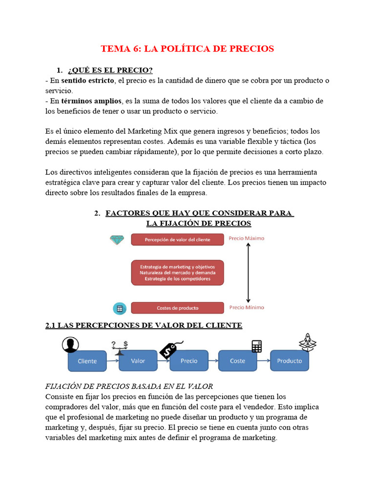 Tema 6 - La Política de Precios | PDF | Oferta y demanda | Mercado ...