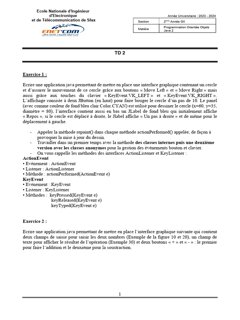 Applications Java en POO 2023-2024 | PDF | Java (Langage de ...