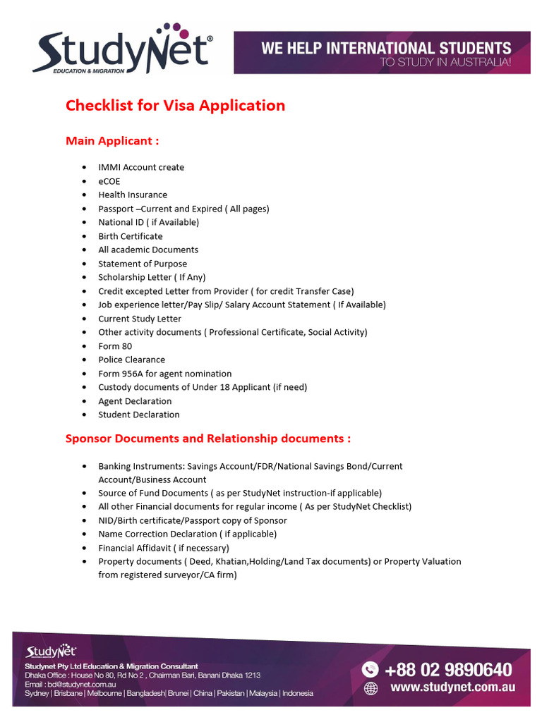 Checklist For Visa Application Tourist Netherlands