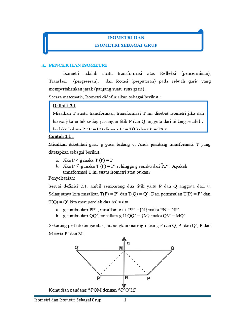 Geometri Transformasi Isometri Dan Isome Pdf