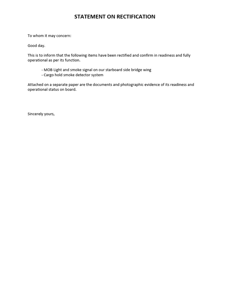 Statement Attestation On Rectification | PDF