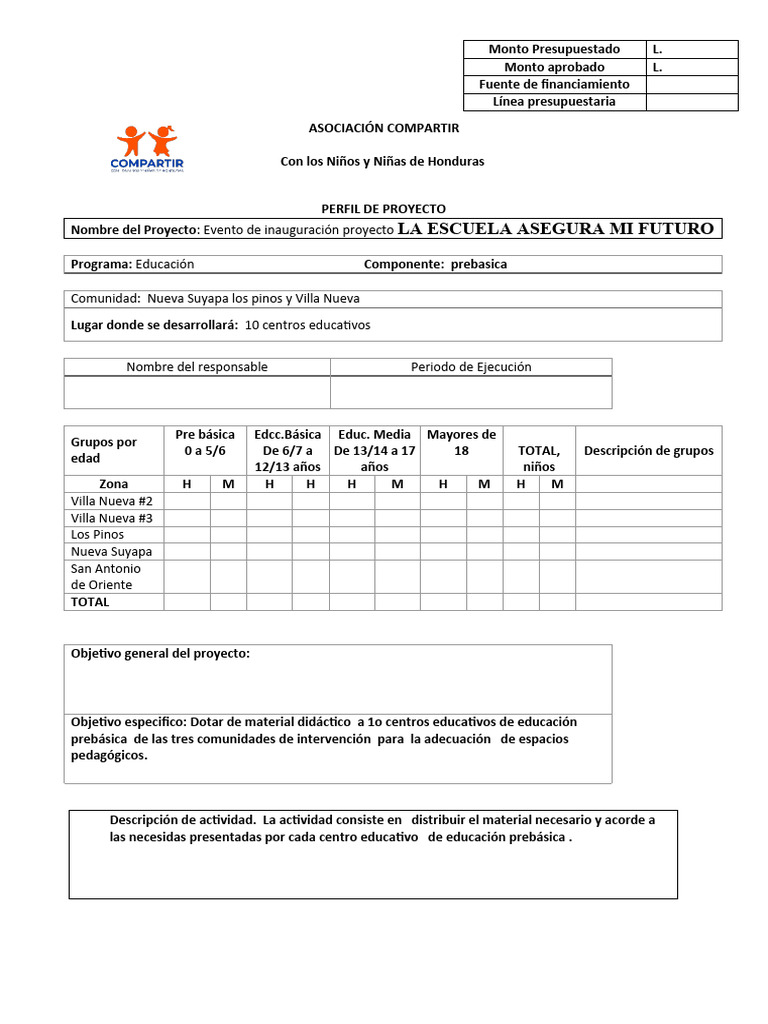 Formato de Perfil de Proyecto | PDF