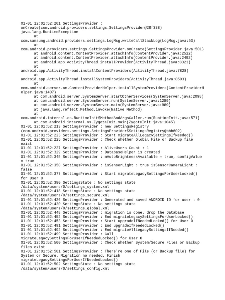 Settingsprovider | PDF | Java (Programming Language) | Backup