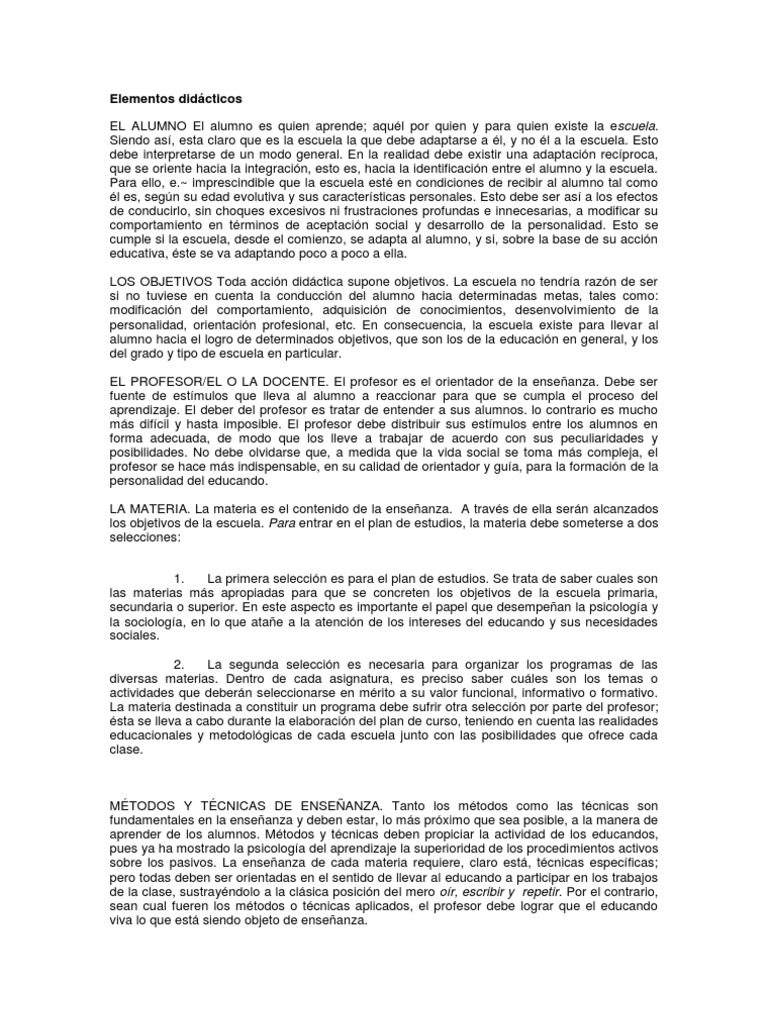 Elementos clave en la educación escolar | PDF | Plan de estudios ...