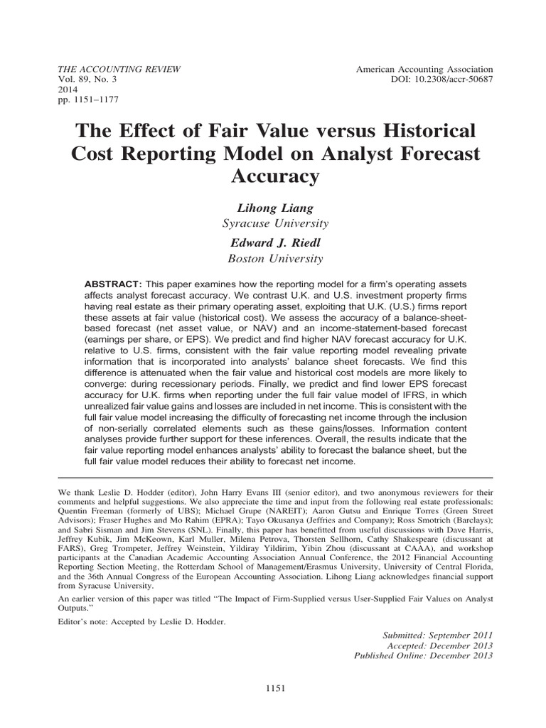 Analyst Forecast Accuracy: Fair Value vs. Historical Cost | PDF | Fair ...