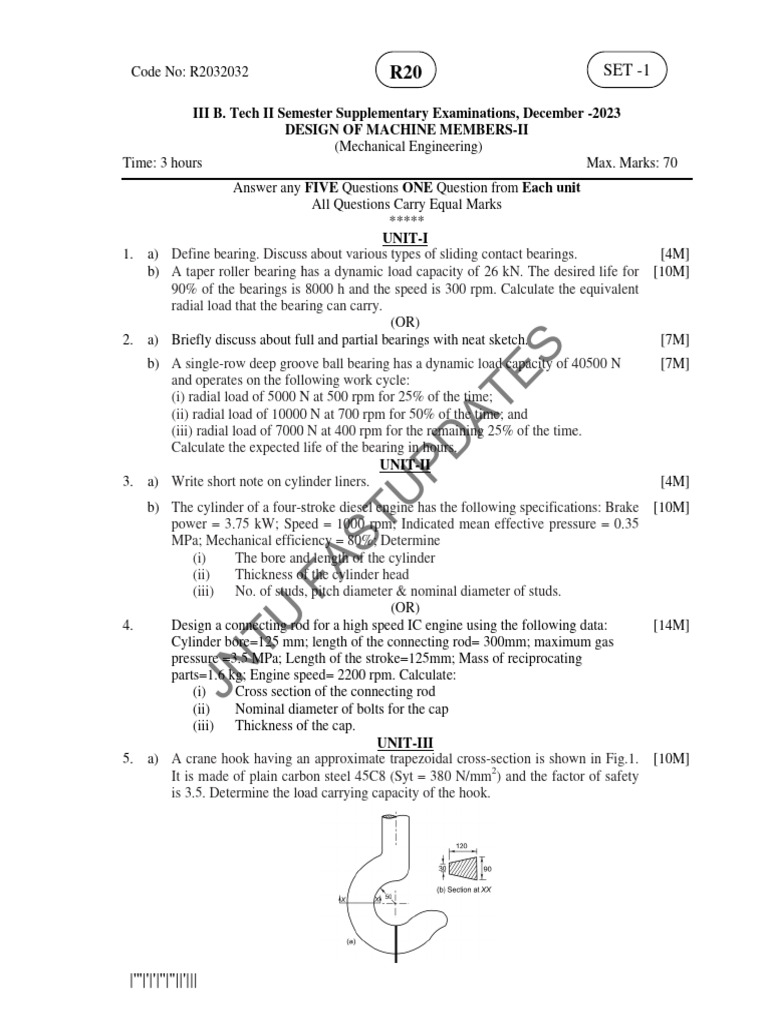 Design of Machine Members Exam Guide | PDF | Belt (Mechanical) | Gear