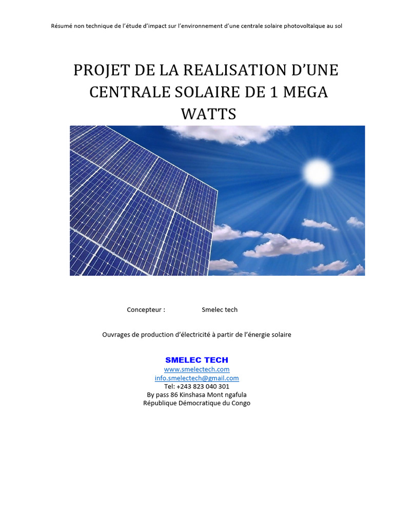 Étude d'impact d'une centrale solaire 1 MW | PDF | Panneau solaire ...