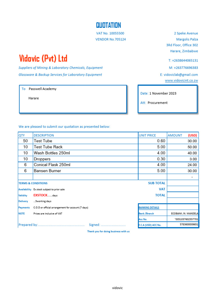 Quotation for Laboratory Supplies | PDF | Laboratory Equipment ...