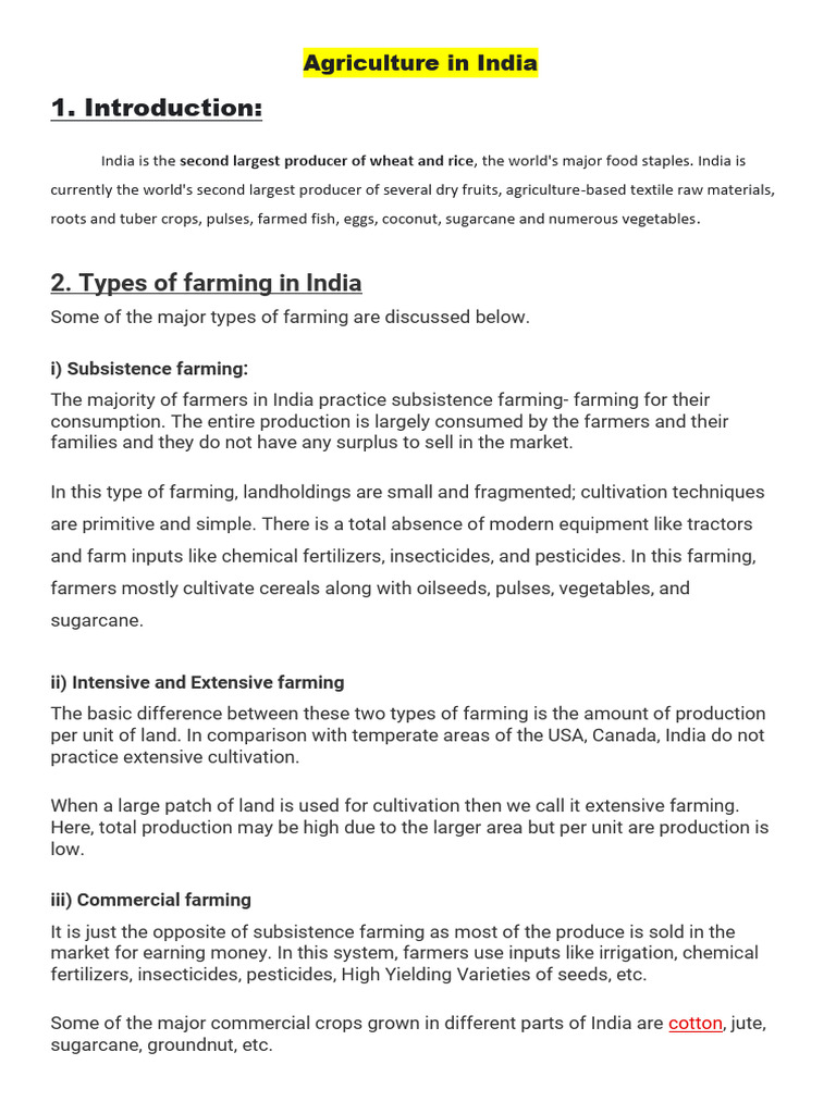 Indian Agricultural Pdf Agriculture Intensive Farming