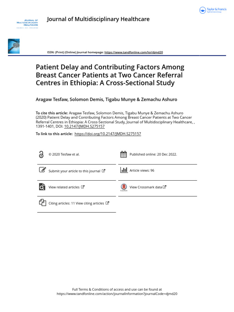 Breast Cancer Patient Delay in Ethiopia | PDF | Breast Cancer | Cancer