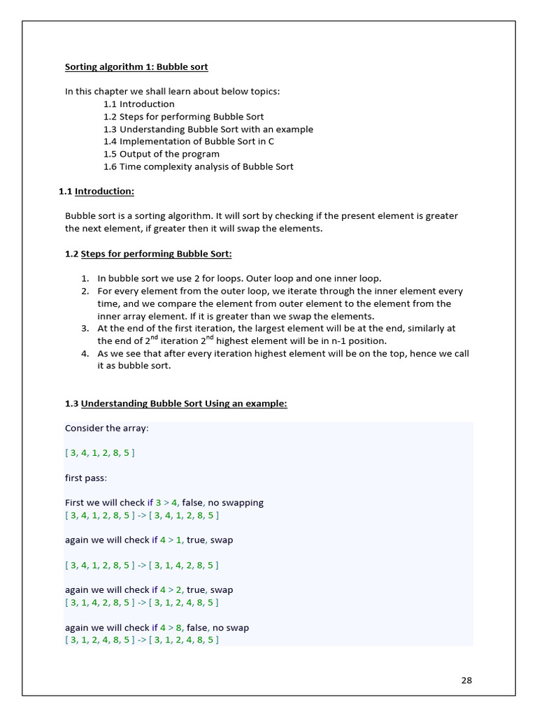 Bubble Sort Algorithm Explained | PDF | Algorithms And Data Structures ...