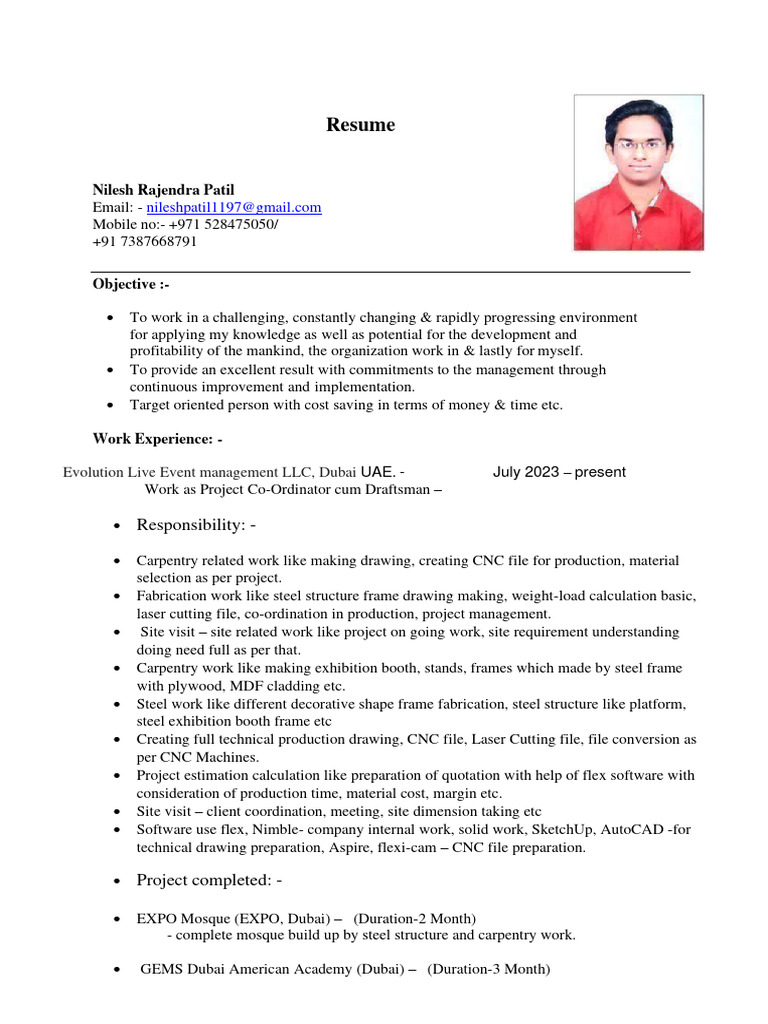 Resume Patil Rajendra | PDF | Metal Fabrication | 3 D Computer Graphics