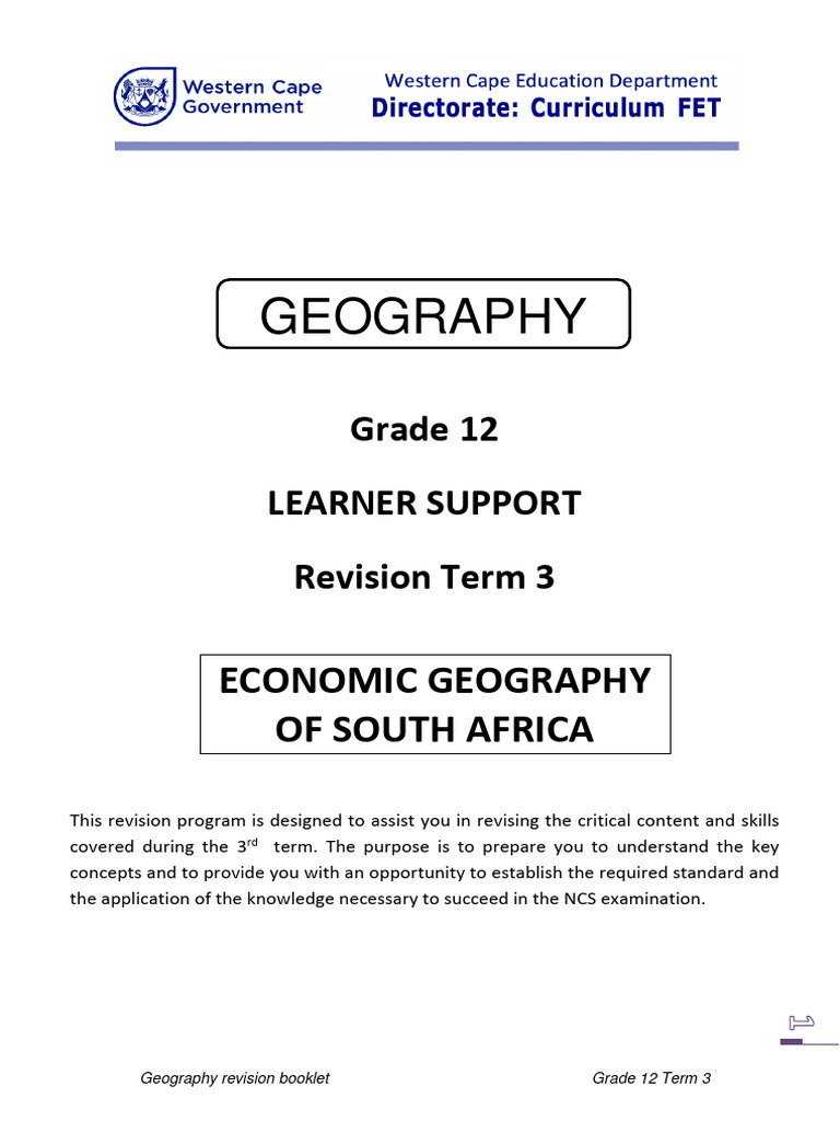 Geography Grade 12 revision material Term 3 | PDF | International Trade ...