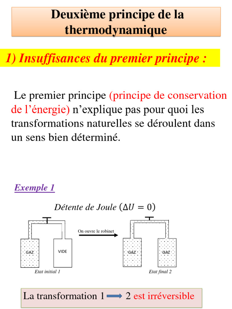 Second Principe de la Thermodynamique | PDF | Enthalpie libre ...